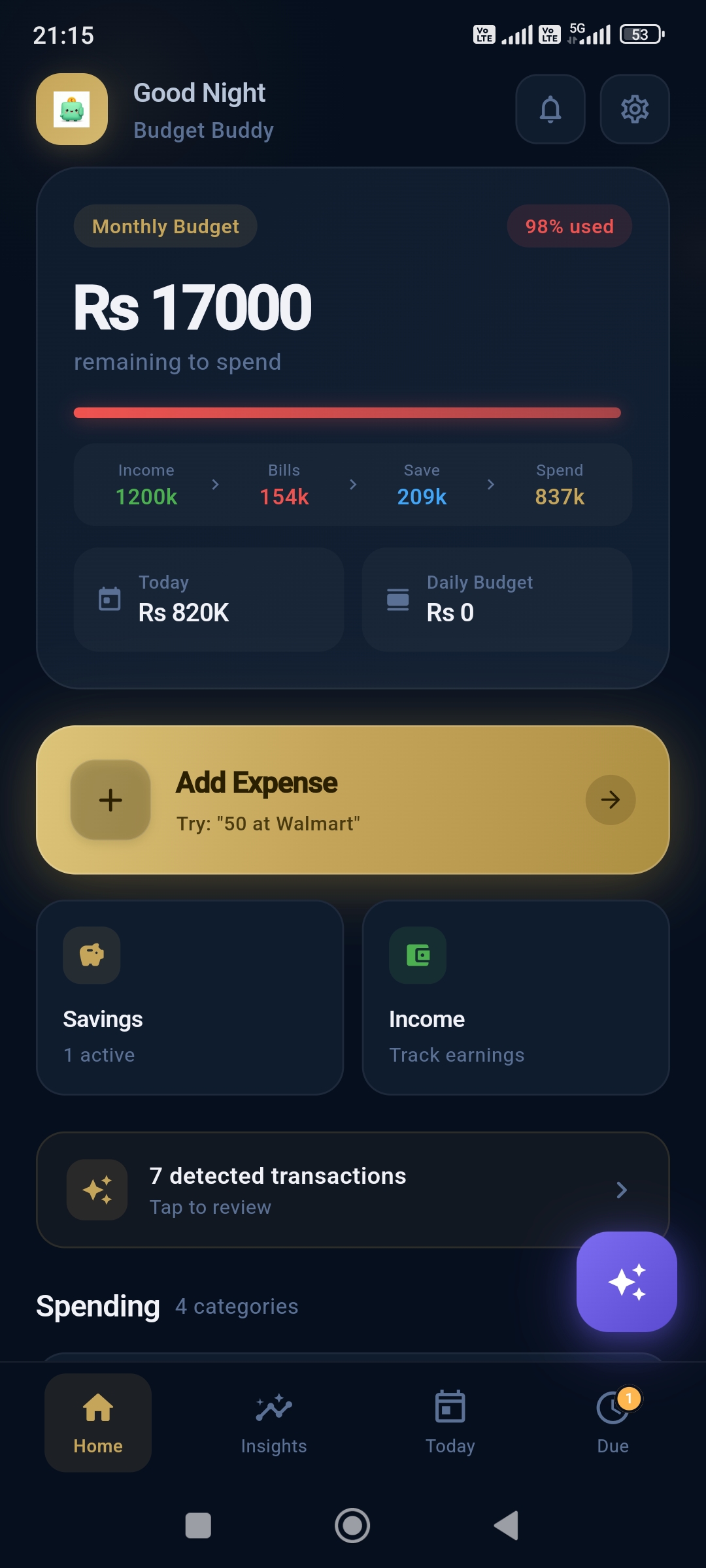BudgetBuddy Dashboard